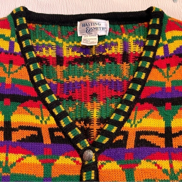 Vintage Hasting & Smith Ethnic Geometric Colorful Acrylic Vest Size Medium - Picture 7 of 11